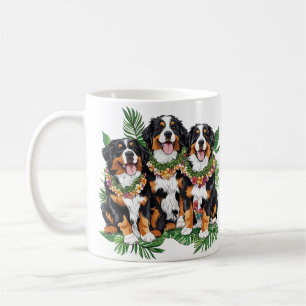 Hawaiianska Bernese Mountain Dogs Blomsterkrans Kaffemugg