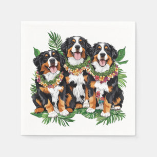 Hawaiianska Bernese Mountain Dogs Blomsterkrans Pappersservett