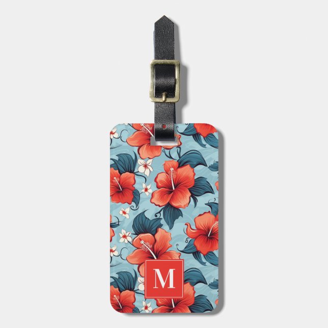 Hawaiianska blommor bagagetikett bagagebricka (Vertikal Framsida)