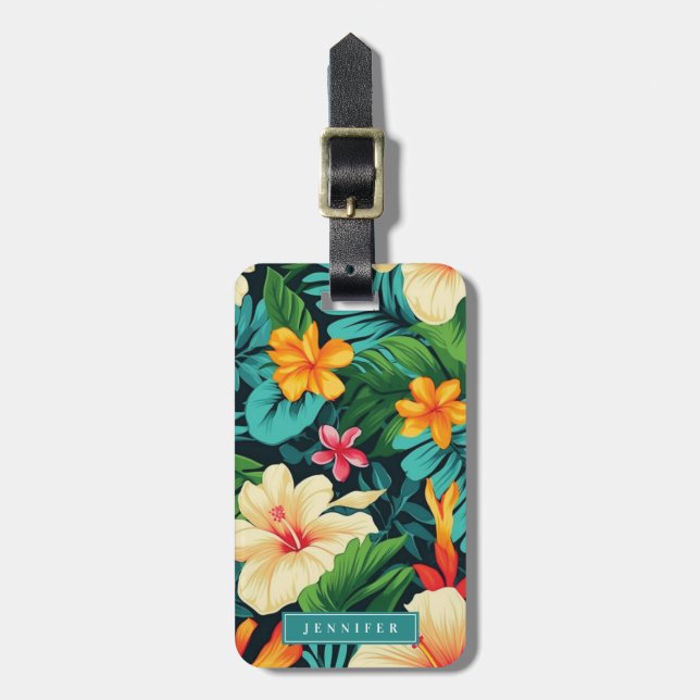 Hawaiianska blommor bagagetiketter bagagebricka (Vertikal Framsida)