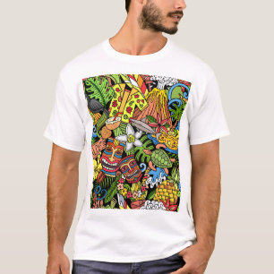 Hawaiianska dockor: färgstarka, sömlösa tecknader t shirt