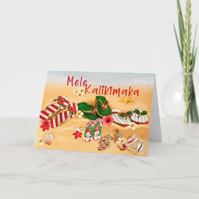 Hawaiianska Flip Flop Mele Kalikimaka-kort Kort (Framsida)