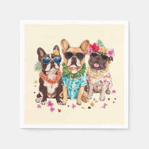 Hawaiianska franska bulldoggar blommig krans pappersservett