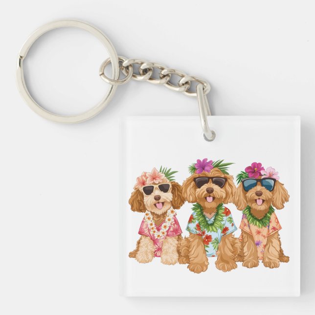 Hawaiianska Goldendoodle Hundar Blomsterkrans (Framsidan)