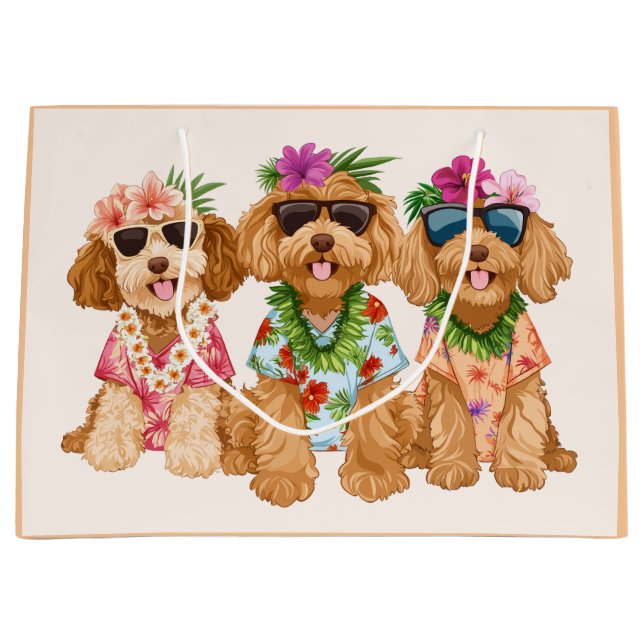 Hawaiianska Goldendoodle Hundar Blomsterkrans (Framsidan)