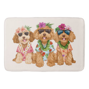 Hawaiianska Goldendoodle Hundar Blomsterkrans Badrumsmatta