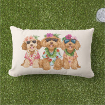 Hawaiianska Goldendoodle Hundar Blomsterkrans