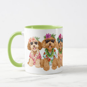 Hawaiianska Goldendoodle Hundar Blomsterkrans Mugg