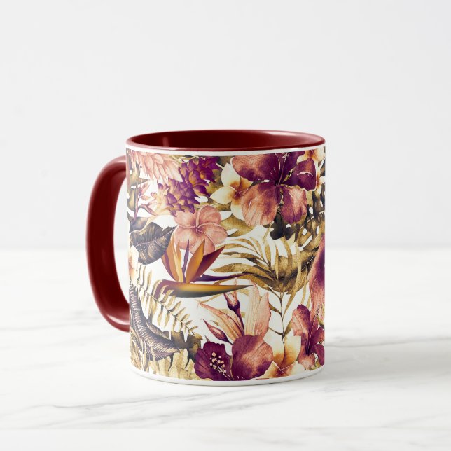 Hawaiianska Gyllene Tropiker Elegant Vintage Moder Mugg (Framsida vänster)