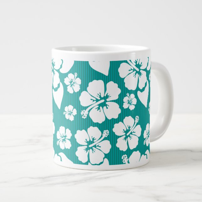 Hawaiianska Hibiscus Flower Mönster Jumbo Mugg (Framsida höger)