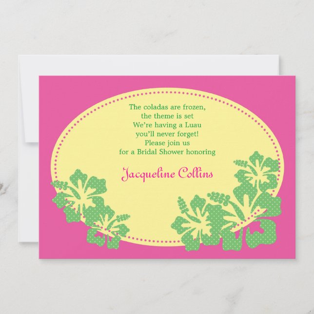 Hawaiianska Hibiscus Inbjudningskort för möhippan (Framsida)