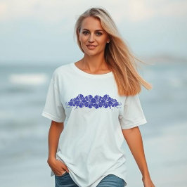 Hawaiianska Hibiskusblommor Blå T Shirt