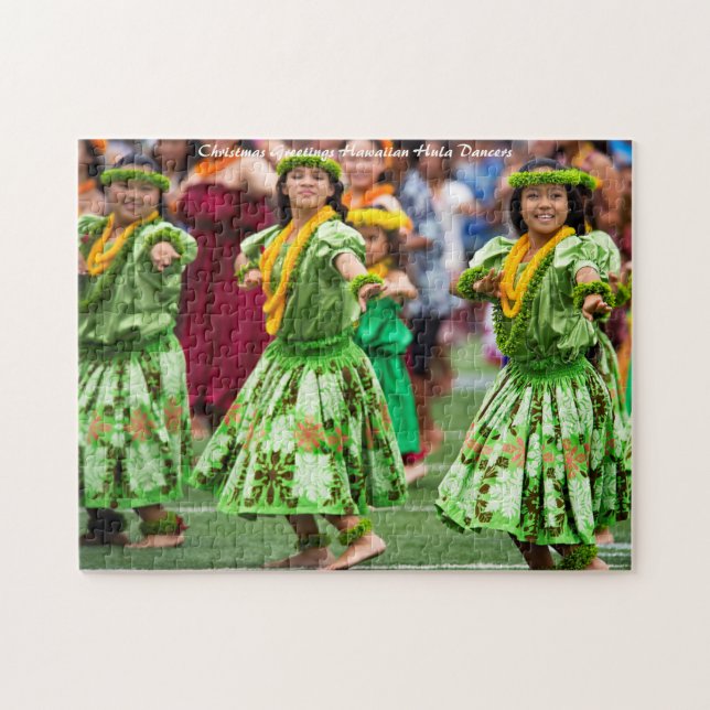 Hawaiianska Hula-dansare. Julhälsningar Pussel (Horisontell)
