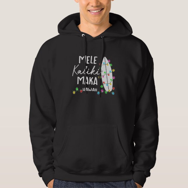 Hawaiianska julgåvor Mele Kalikimaka Surfboard Hoodie (Framsida)