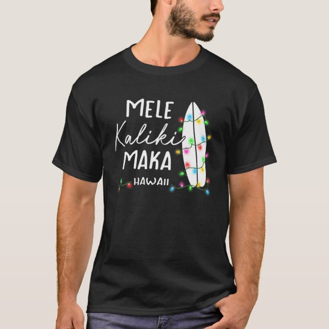 Hawaiianska julgåvor Mele Kalikimaka Surfboard T Shirt (Framsida)
