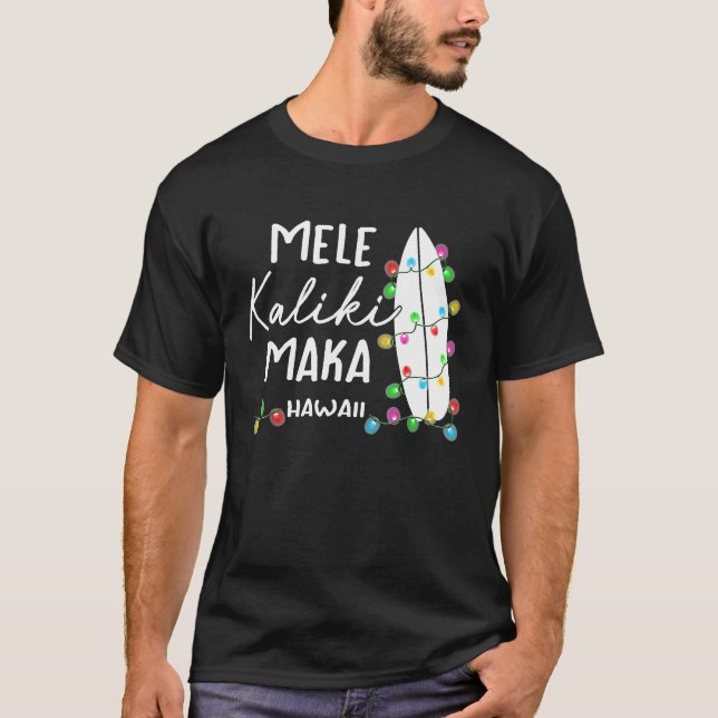 Hawaiianska julgåvor Mele Kalikimaka Surfboard T Shirt (Framsida)