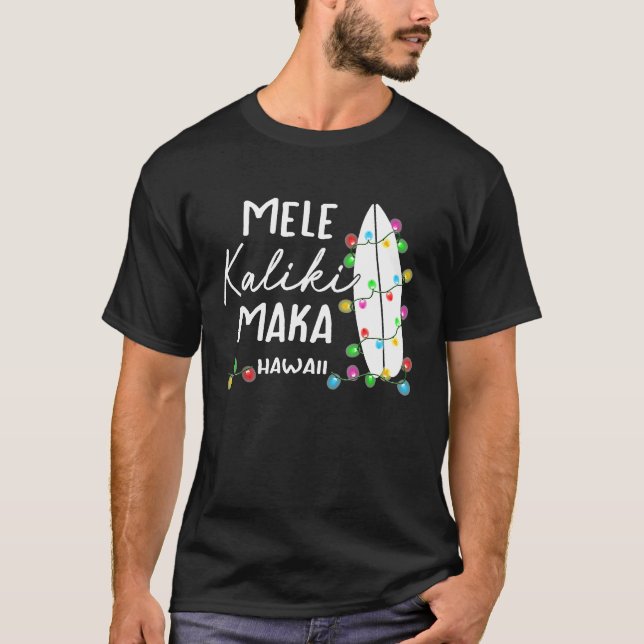 Hawaiianska julgåvor Mele Kalikimaka Surfboard T Shirt (Framsida)