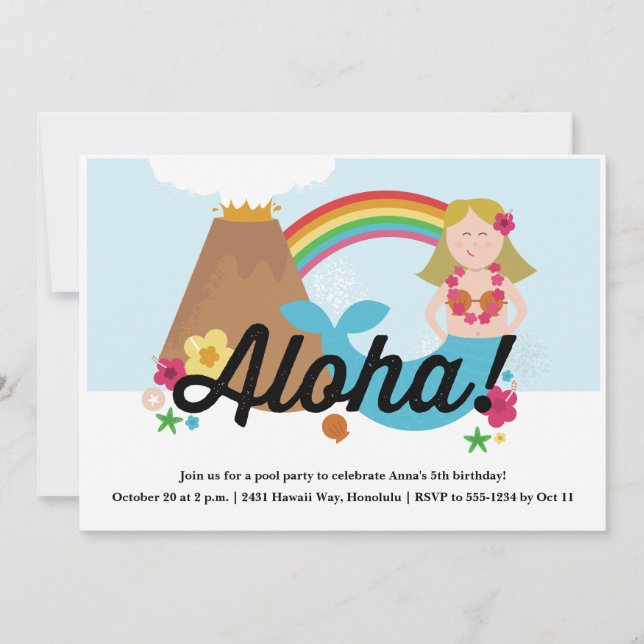 Hawaiianska Luau Children's Födelsedagsfest inbjud Inbjudningar (Framsida)