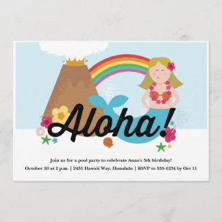 Hawaiianska Luau Children's Födelsedagsfest inbjud Inbjudningar