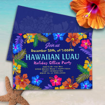 Hawaiianska Luau-festkontor Invitationer Hibiskus