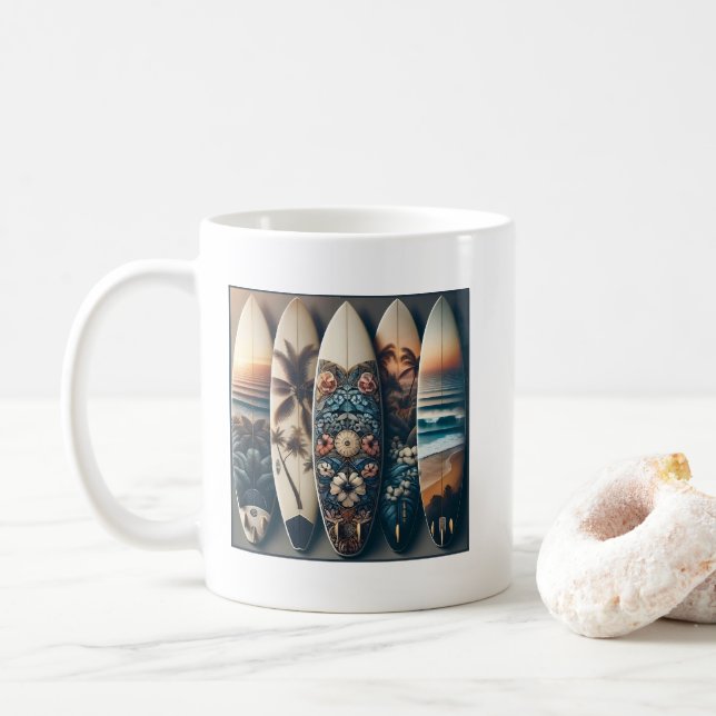 Hawaiianska målade surfboard kaffemugg (Med munk)
