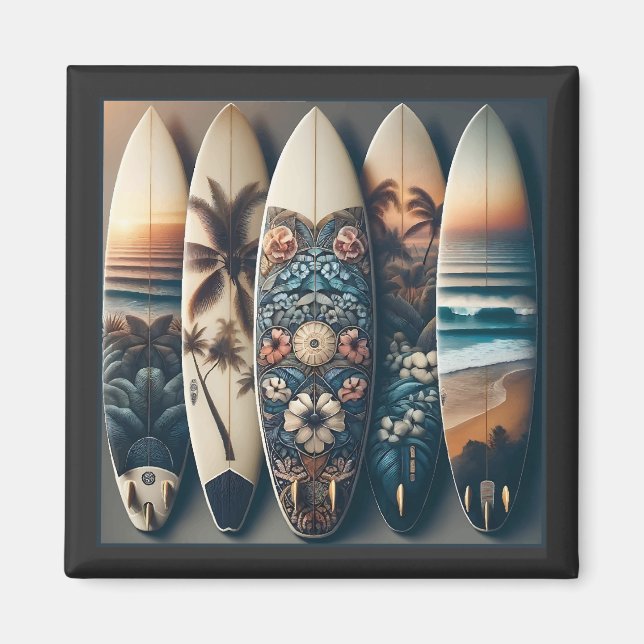Hawaiianska målade surfboard magnet (Framsidan)
