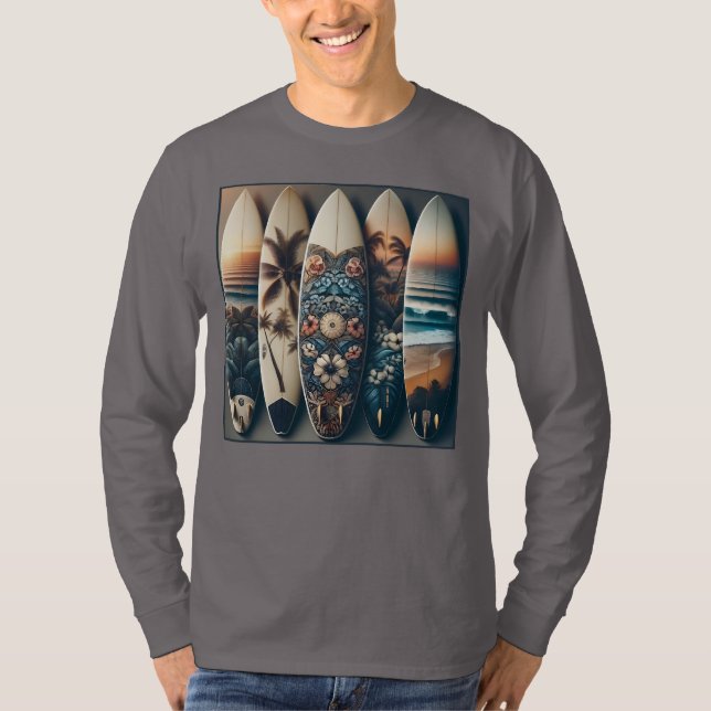 Hawaiianska målade surfboard t shirt (Framsida)