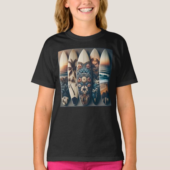 Hawaiianska målade surfboard t shirt (Framsida)