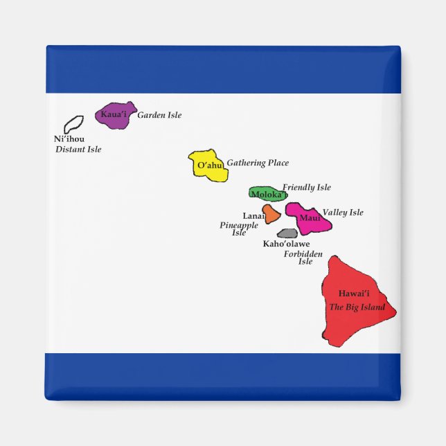 Hawaiianska öarna färg magnet (Framsidan)