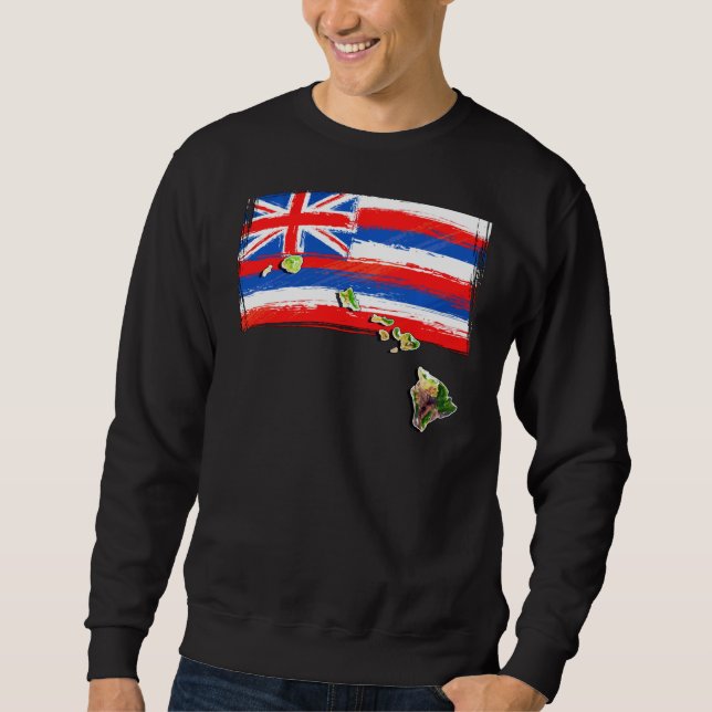 Hawaiianska öarna Hawaii Flagga Lång Ärmad Tröja (Framsida)