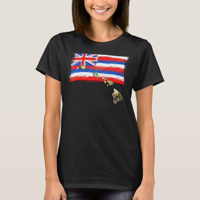 Hawaiianska öarna Hawaii Flagga T Shirt (Framsida)