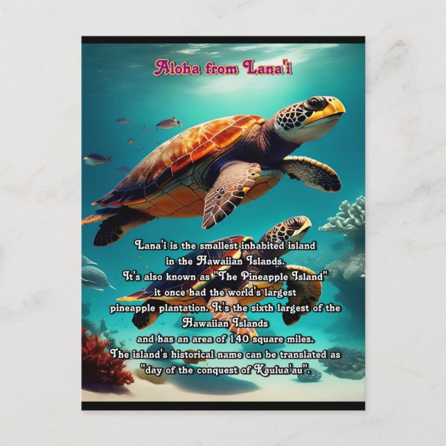 Hawaiianska öarna Lanai Aloha Vykort (Framsida)