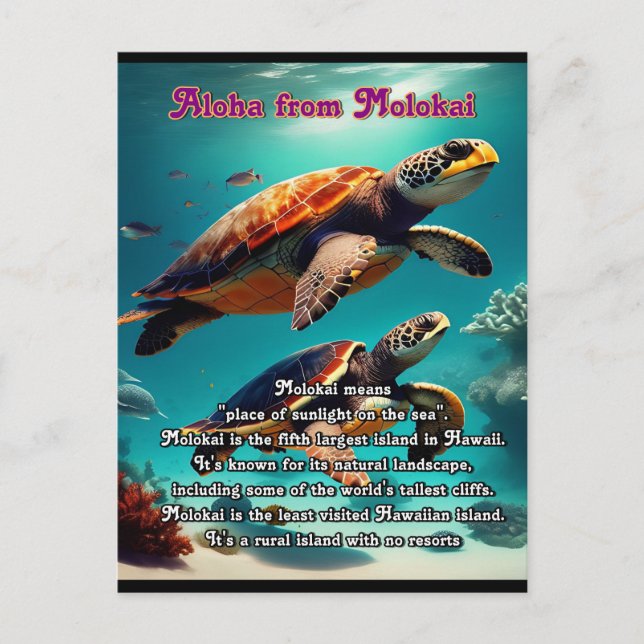 Hawaiianska öarna Molokai Aloha Vykort (Framsida)