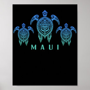 Hawaiianska öarnas Vintage Sea Turtle Souvenir Mau Poster