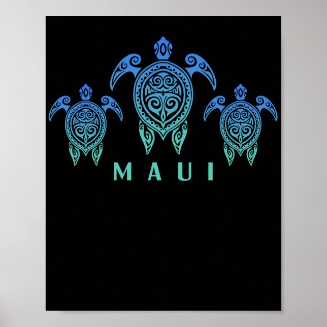 Hawaiianska öarnas Vintage Sea Turtle Souvenir Mau Poster (Framsidan)