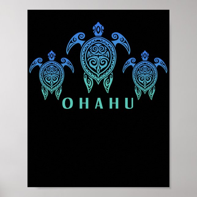 Hawaiianska öarnas Vintage Sea Turtle Souvenir Oha Poster (Framsidan)