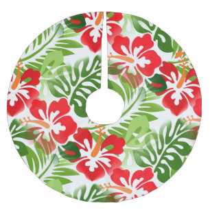 Hawaiianska önska tropiska mönster hibiskus blommo julgransmatta borstad polyester