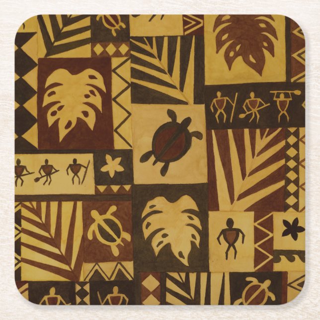 Hawaiianska Petroglyfkrigare Tiki pub underlägg (Framsidan)