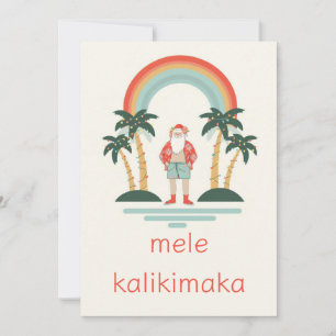 Hawaiianska/Regnbågs/Palm Santa Julkort