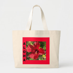 Hawaiianska röda Hibiscus totebag Jumbo Tygkasse