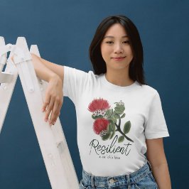 Hawaiianska röda Lehua-blommor Vattenfärg Motstånd T Shirt