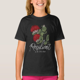 Hawaiianska röda Lehua-blommor Vattenfärg Motstånd T Shirt