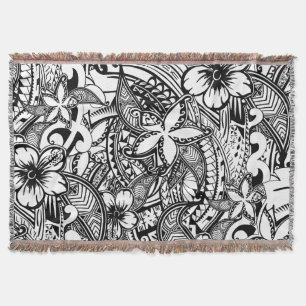 Hawaiianska - Samoan - Polynesien Tribal Dekorativ Filt