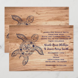 Hawaiianska sköldpaddor & ljust träd bröllopsinbju inbjudningar