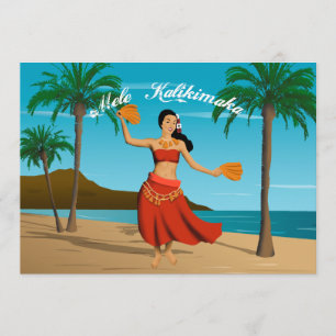 Hawaiianska Vintagen Mele Kalikimaka Anpassade Inbjudningar