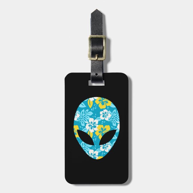 Hawaiianskt Alien Huvud - Roligt Alien Bagagebricka (Vertikal Framsida)