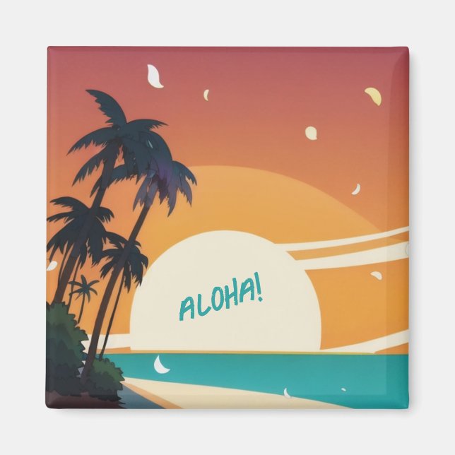 Hawaiianskt/Aloha/Tropiskt/strand Magnet (Framsidan)