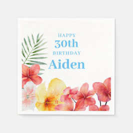 Hawaiianskt blomsterfödelsedags- pappersservett