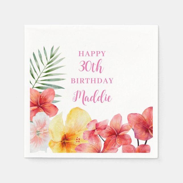 Hawaiianskt blomsterfödelsedags-  pappersservett (Framsidan)