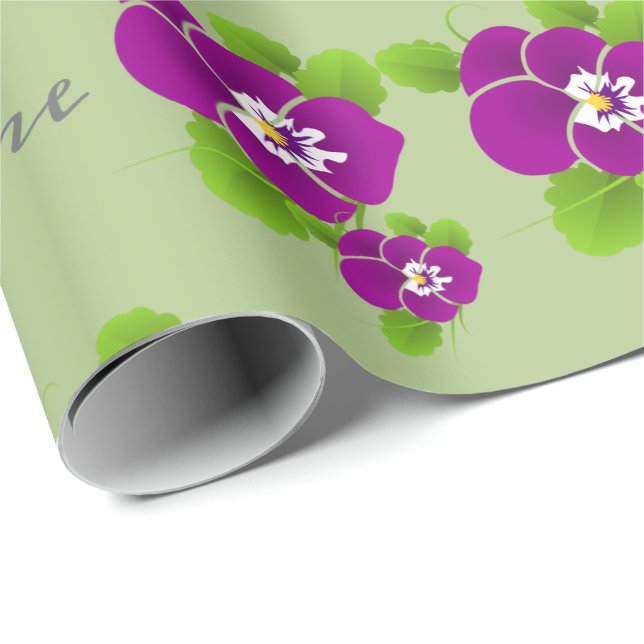 Hawaiianskt blomstermönster lila monogramnamn  presentpapper (Rullad Hörn)